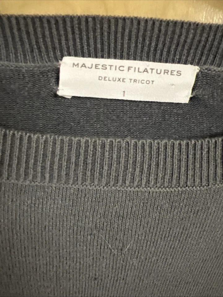 Camiseta Majestic Filatures elástica a rayas metálicas mezcla de algodón ¡Talla! Foto 2 de 3