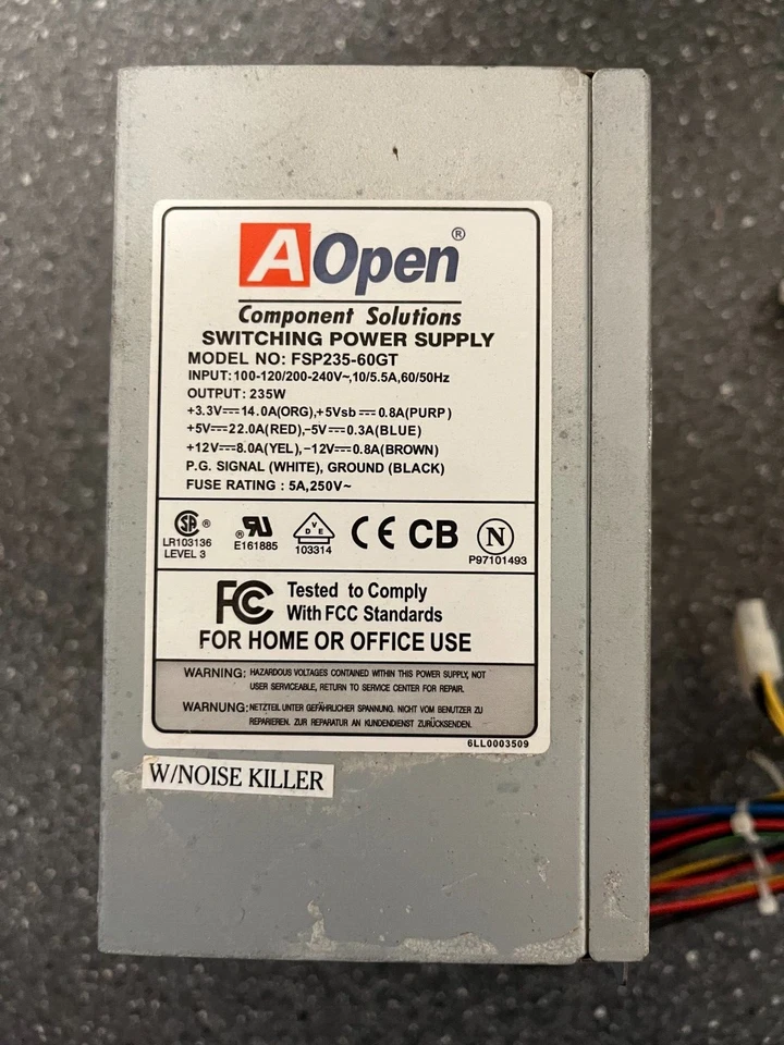 AOpen FSP235-60GT Switching Power Supply 235W ATX – Noise Killer, Tested Working - Image 2 of 4