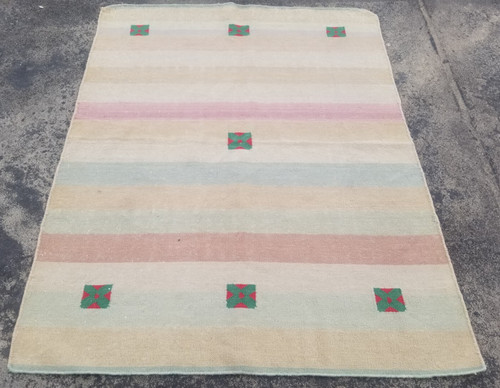 Vintage Traditional Handmade Beautiful Sreiped Floor Rug Carpet 163x127 cm