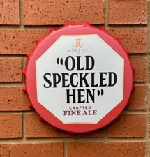 OLD SPECKLED HEN FINE ALE METAL BOTTLE TOP WALL SIGN 30cm MAN CAVE BAR PUB
