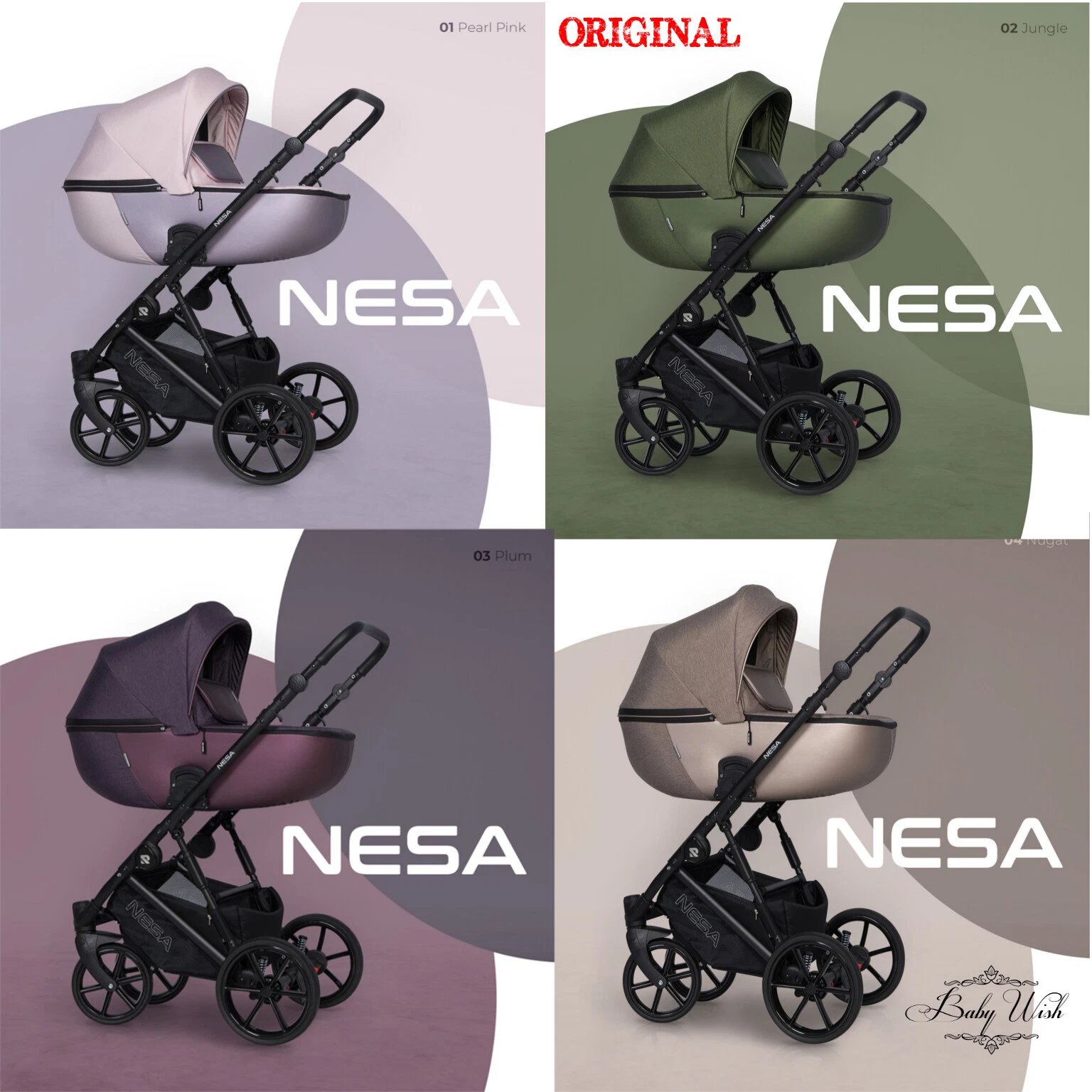 RIKO NESA BABY PRAM STROLLER 3in1 CARRYCOT + PUSHCHAIR + CAR SEAT