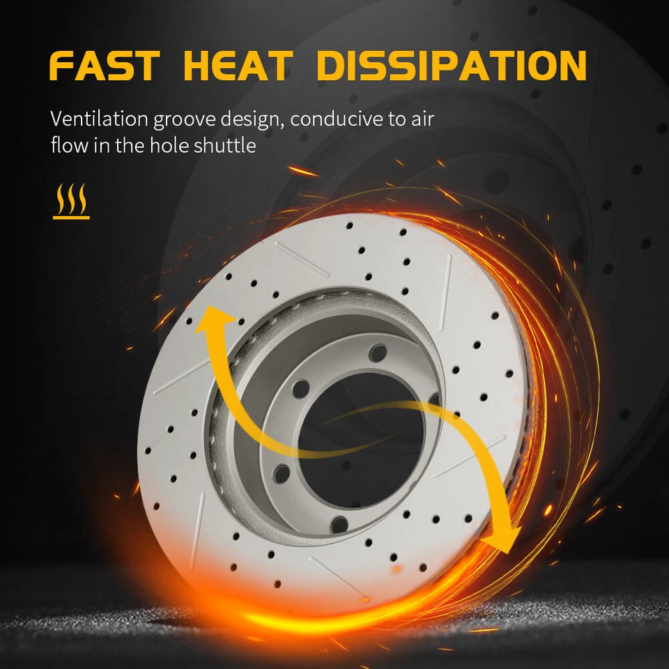 Front Rear Drilled Disc Brake Rotors Ceramic Pads For 2017 2018- 2022 Honda CR-V - Image 4 of 4