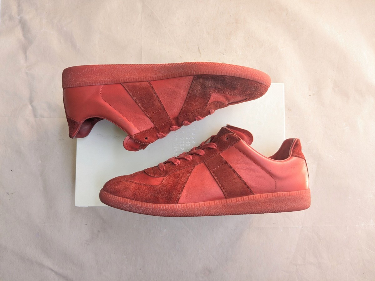 Maison Margiela GAT Sneakers Red Men 12 45 Suede Leather Low Tops 