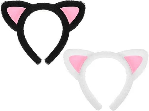 2Pcs Fuzzy Cat Ears Headband Plush Hair Hoops Soft Cat Ear Hairband Cute Makeup - Picture 1 of 5