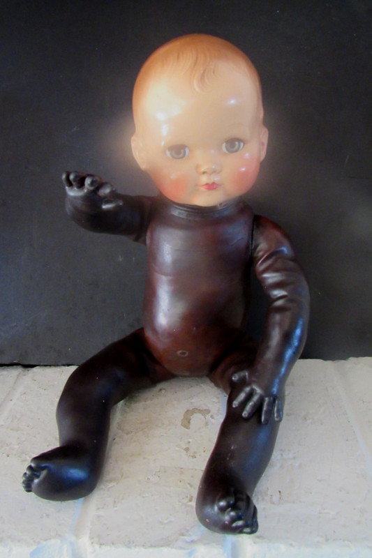 Vtg Magic Skin Baby Ideal Hard Plastic Head, Sleep Eyes, 17" "Plassie"
