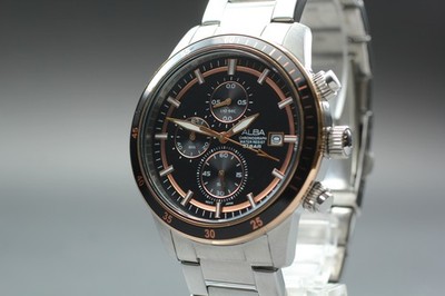 Seiko Alba Chronograph VD57-X086 schwarz 44mm Quarz Herrenuhr JAPAN fast neuw...