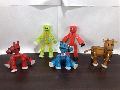 Stikbot Bundle Lot Of 5 Adjustable Figures. Horse Cow Transparent Green Red #ML