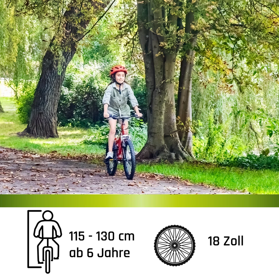 Galano FS180 18" Fahrrad 6 Gang Kinderfahrrad Mountainbike MTB schwarz/grün 28cm - Bild 3 von 4