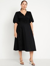OLD NAVY by Gap ~ NWT New! M ~ Maternity Waist-Defined Puff Sleeve Midi Dress
