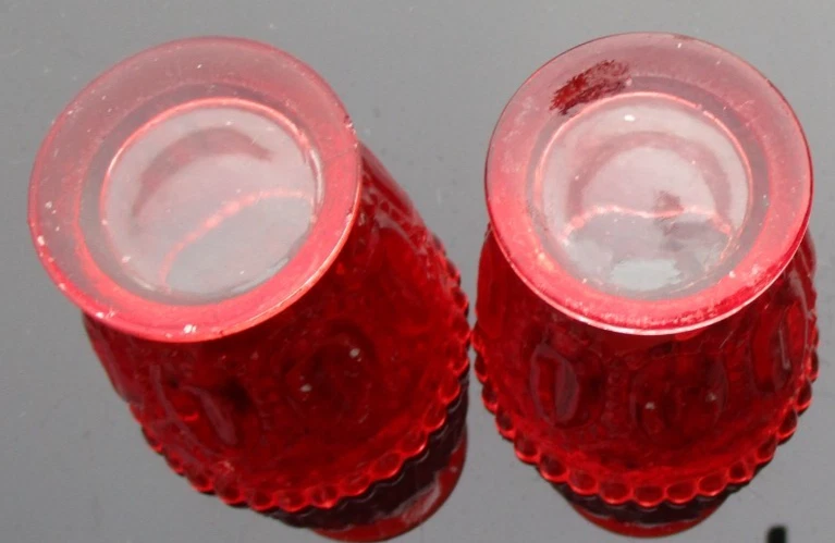 2 orientalisch Teelichthalter Glas rot Relief Geschenk Deko Weihnachten rar Set - Bild 3 von 4