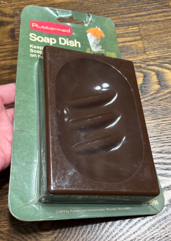 Jabonera Rubbermaid Vintage 1979 *LEER* Sellada en Paquete No. 2206 marrón acanalado Foto 3 de 4