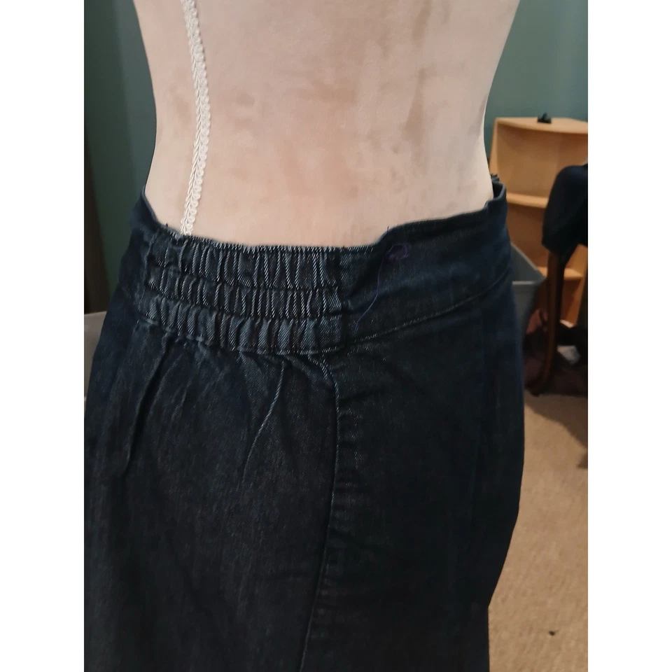 Catherines Womens Denim ALine Midi Skirt Dark Wash Size 16W Elastic Back - Image 4 of 4