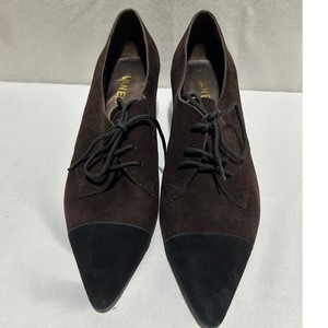 Vaneli Oxford Lace Up Pumps Women 8.5 Brown Black Suede Pointy Kitten Heel