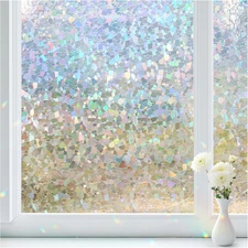 Window Privacy Film Rainbow Film Stained Glass Window Clings, 3D Decorative UV S