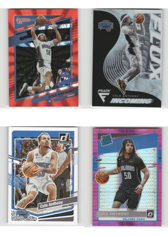 Cole Anthony Basketball Card 4 Card LOT