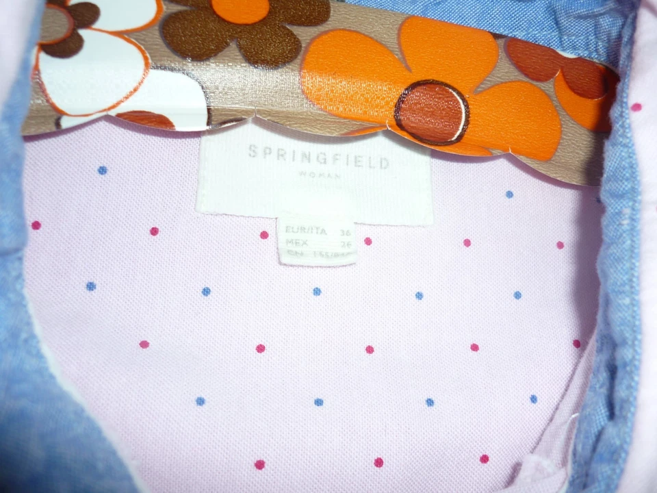 Damenbluse Gr. 36 (Maße s. unten) v. Springfield, rosa m. Punkten - Bild 2 von 4