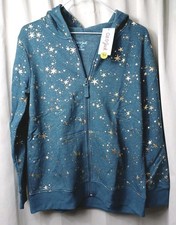 Girls' Printed Zip-Up Fleece Hoodie Cat  Jack Dark Green L XL XXL Plus Size NWT