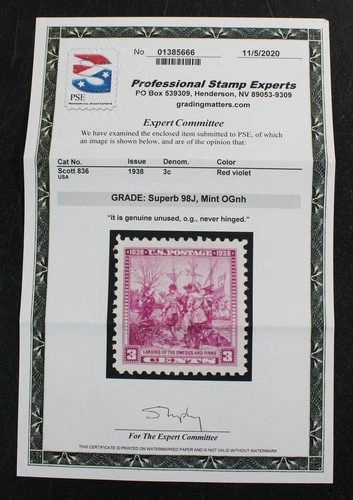 CKStamps: US Stamps Collection Scott#836 Mint NH OG PSE Cert Grade 98J