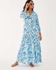 NWT Lilly Pulitzer Malone 3/4 Sleeve Maxi Dress Resort White Seashell Splendor