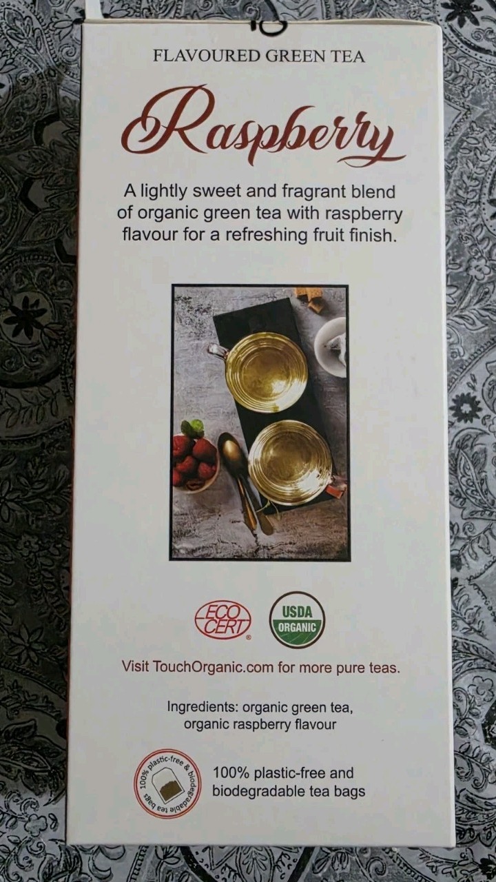 Touch Organic RASPBERRY GREEN Tea Bags, 40 Bags, 2.5 oz