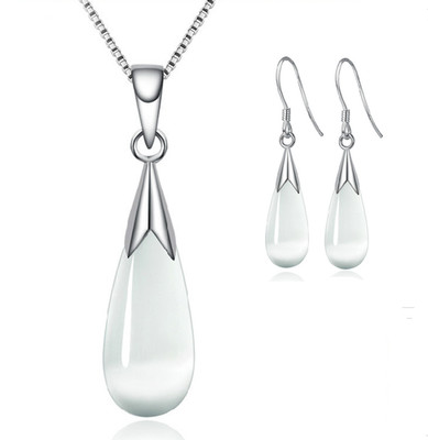 Mondstein Hänger Tropfen Halskette Haken Ohrringe 925 Sterling Silber Damen Schmuck