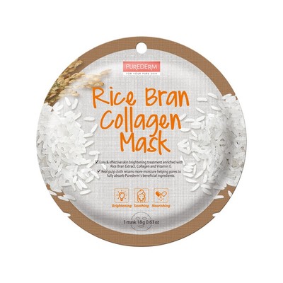 8809411187896 Purederm Rice Bran Collagen Mask maseczka kolagenowa w płacie Ryż 