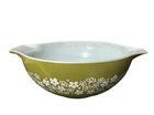Vintage PYREX 444 Spring Blossom Green Crazy Daisy Mixing Bowl 4QT Large