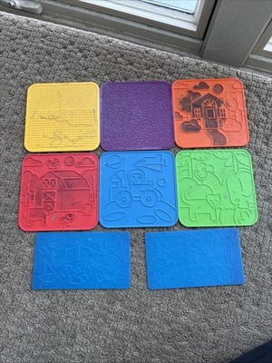 Tupperware Picture Plates Set Crayon rub Art Craft Lot 8 Double sided Vintage