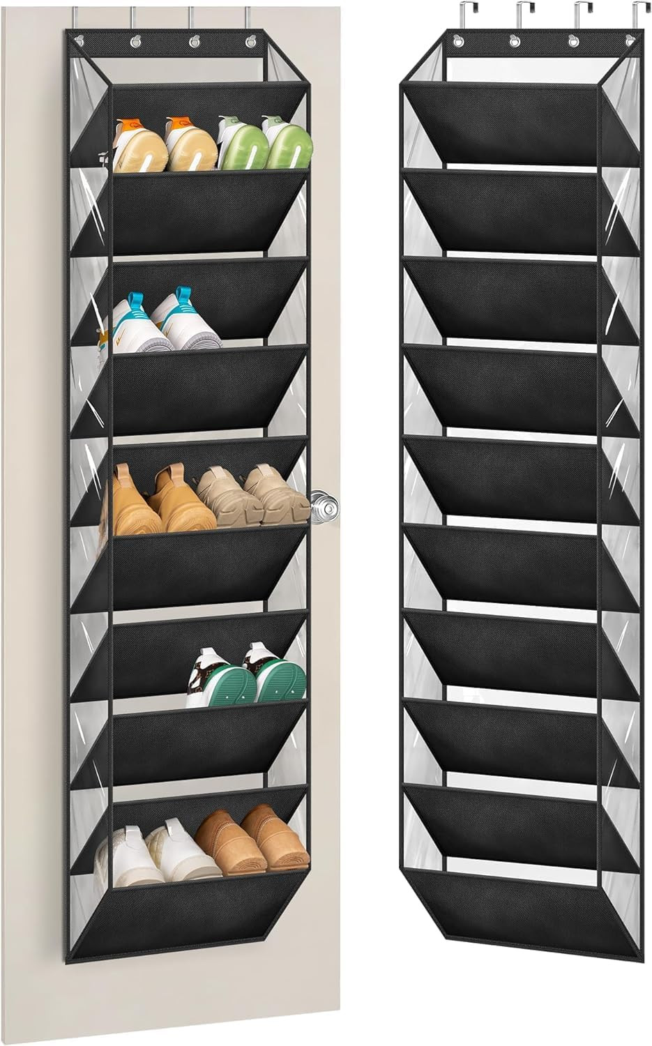 10 Tier over Door Shoe Storage Organiser Hanging Shoe Rack Clear Deep Pockets La
