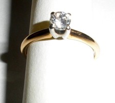 1/4CT Natural Diamond Round Solitaire Engagement Ring 14K Yellow Gold