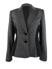 Kasper Women's Two-Button Paneled Blazer 4, Zinc/Black A093487683699