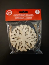 Crafter's Square - Color Your Own Ornament - Snowflake - Wood - 8 Pieces 4 INCH