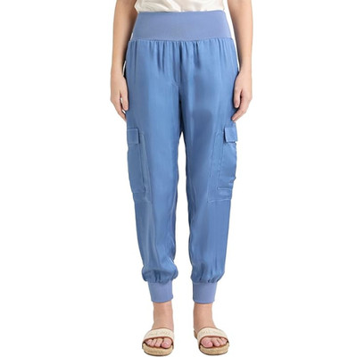 NWT- Cinq à Sept 'Giles' Satin Cargo Jogger Pants, Blue Corn - Size XLarge