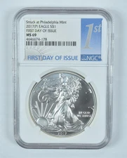 2017 (P) American Silver Eagle Philadelphia FDOI MS69 NGC 1st Label