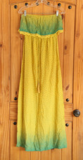 Maxi Vestido Boho Flying Tomato M Amarillo Verde Lunares Encaje Sin Tirantes Playa