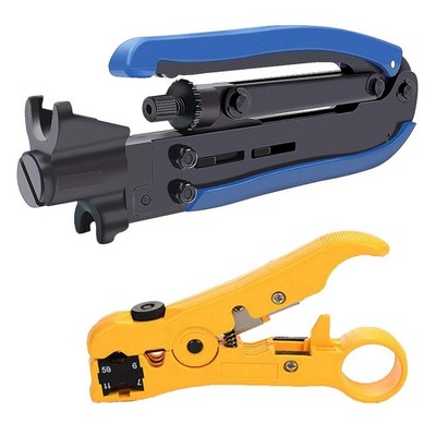 Adjustable RG6 RG11 Coax Cable Crimper Kit - & Compression Tool,...
