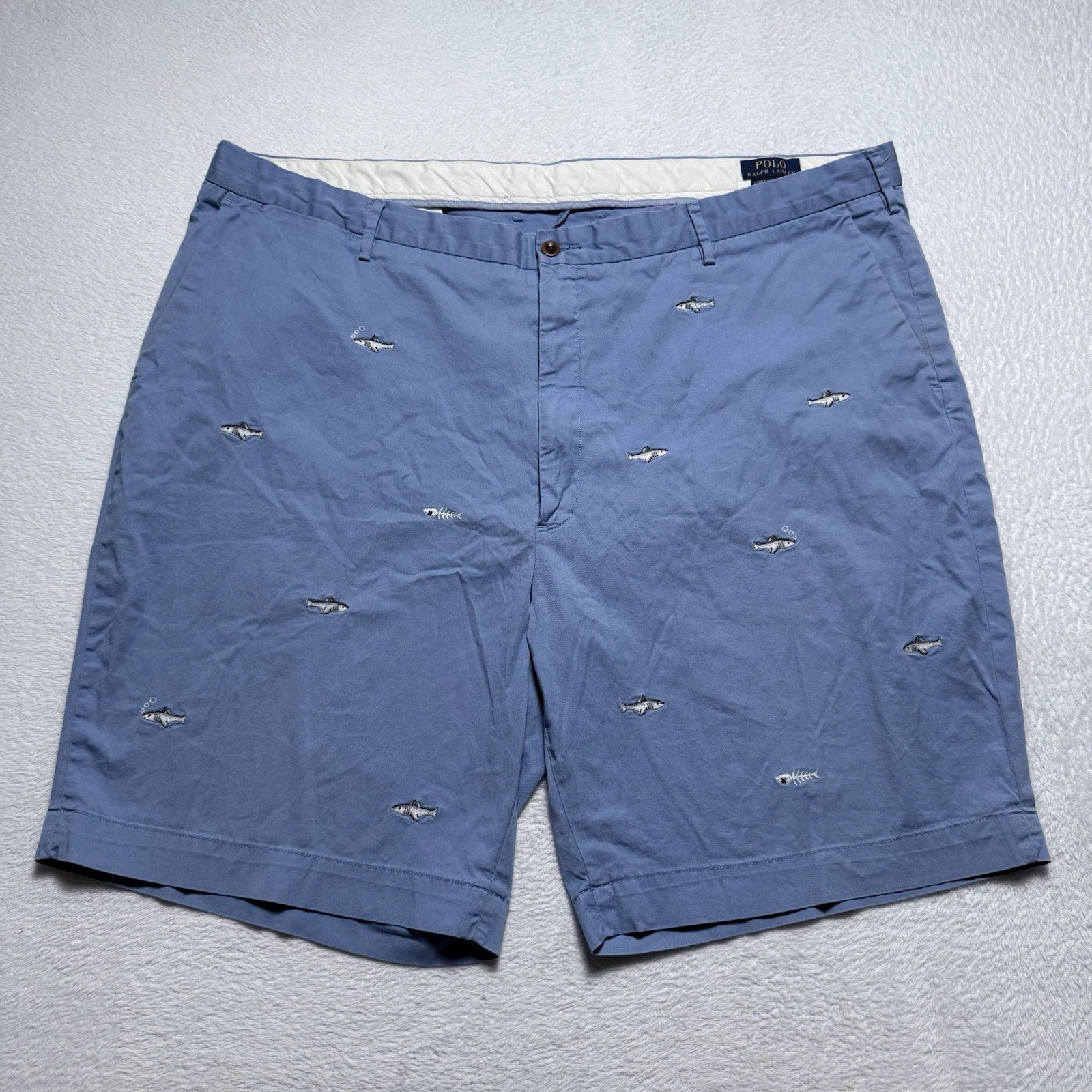 Polo Ralph Lauren Shorts Mens 46B Fish Print Stretch Classic Chino Embroidered