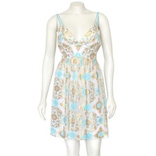 *SALE!* Milly of NY Grecian Style Turquoise Gilded Gold Metallic Silk Dress sz 6