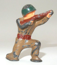 VINTAGE BARCLAY POD FOOT KNEELING FIRING WW1 MILITARY LEAD TOY SOLDIER - USA 