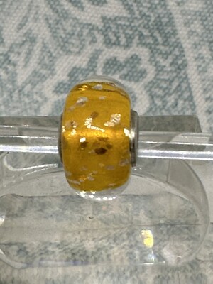 Authentic Elfbeads Gold Sprinkles on Yellow, New