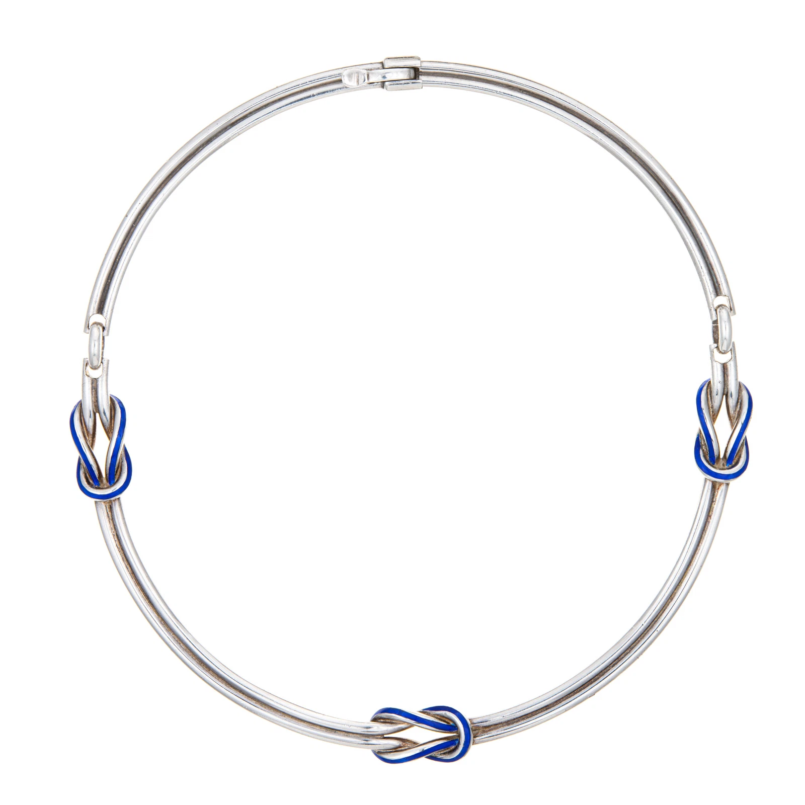Collier nœud vintage années 60 Gucci Hercules argent bleu émail collier 18