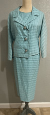 Vintage 50s Pastel Blue Skirt Suit Set Sleeveless Pencil Skirt Spring Summer M