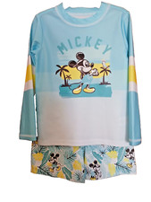 Boys Mickey Mouse 2 Piece UPF 50 Long Sleeve Swim Trunk Set 4T New