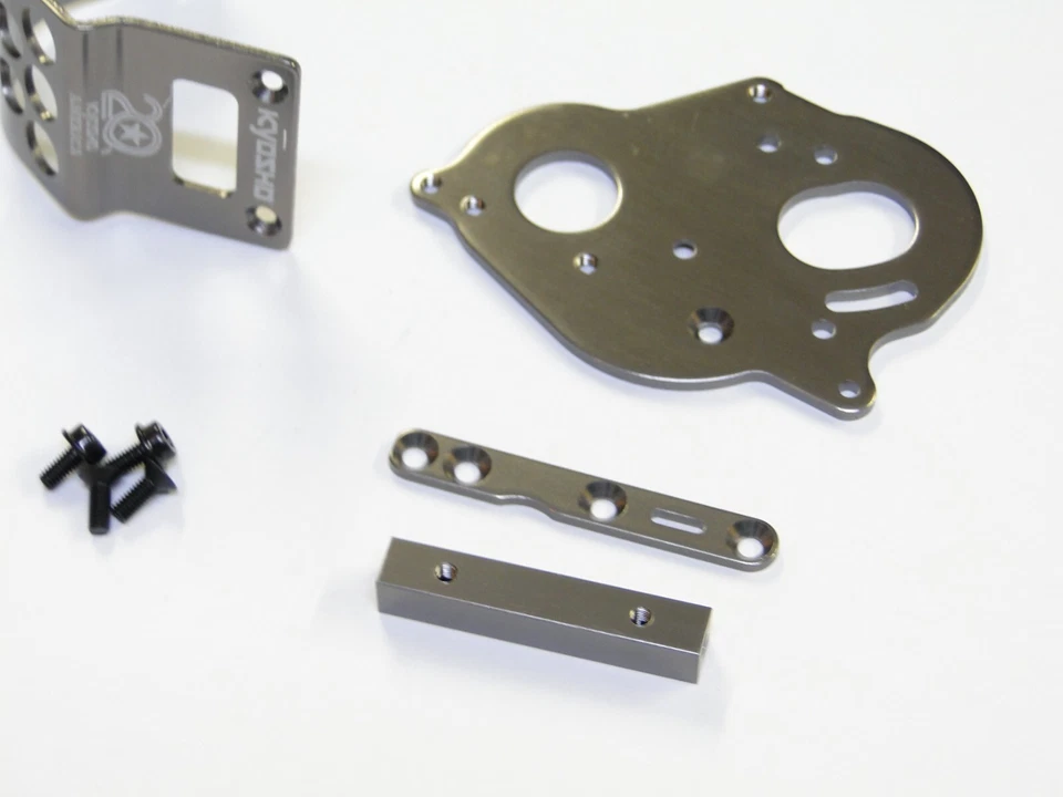 NEW KYOSHO ULTIMA '87 WC Motor Plate & Guard Aluminum Gunmetal WORLDS KU9 - Image 3 of 3