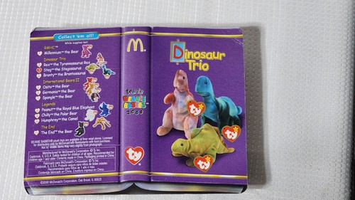 TY McDonald's Dinosaur Trio Beanie Babies Set of 3 – Rex Bronty Steg (1995) NIB - Picture 9 of 19