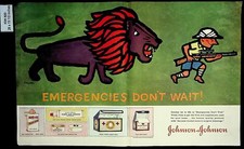 1956 Emergencies Don't Wait Johnson & Johnson Vintage Print Ad 8411