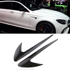 2Pcs For Benz AMG Black Carbon Fiber Vent Fender Trim Boomerang Sticker Emblem