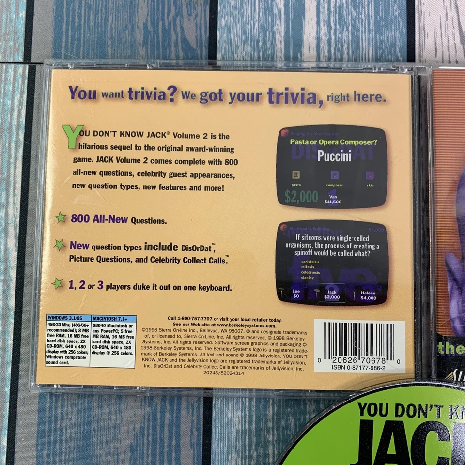YOU DON'T KNOW JACK VOLUME 2 PC CD-ROM VIDEO GAME - COMPLETE - Image 4 of 4