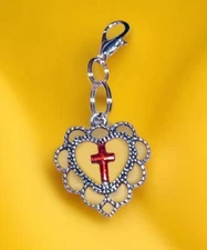 Silver Heart & Cross Charm Zipper Pull & Keychain Add On Clip!!