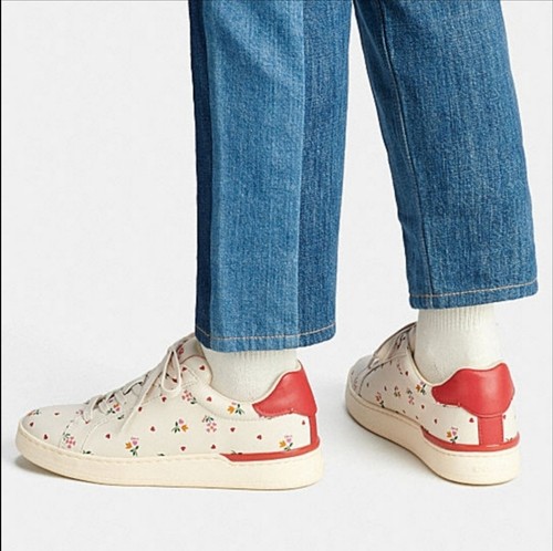 NEW! ❤️ COACH CLIP LOW TOP SNEAKERS WITH HEARTS & FLOWERS, SIZE 10 - Picture 5 of 8